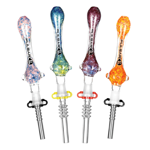 Pulsar Dab Straw / Candy Swirl with Marble 10mm Titanium 6in
